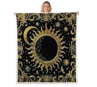 feelingyou Sole e Luna Coperta in pile, X Dimensioni Boho Esotica Galassia Letto per Bambini Retro Boemia Home Decor per la stanza