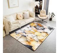 feelingyou Tappeto 3D per soggiorno, coniglio colorato, 100 x 150 cm, per camera da letto, per bambini, ragazzi e ragazzi, classico, stile retrò, per Pasqua, per interni, decorazione per la casa