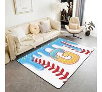 feelingyou Tappeto da baseball, per soggiorno, 150 x 200 cm, a goccia, dessert, prima lettera G, per camera da letto, per ragazzi e ragazze, tema sportivo, decorazione per la casa