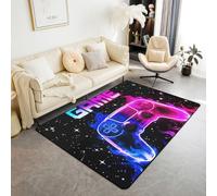 feelingyou Tappeto da salotto con console da gioco, 150 x 200 cm, fuoco, elegante gamepad, per camera da letto, per ragazzi e ragazze, moderno, con galassia, cielo stellato, decorazione per la casa