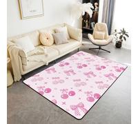 feelingyou Tappeto rosa con fiocco di ciliegio, 150 x 200 cm, per camera da letto, per ragazzi e ragazze, stile principessa, decorazione per la casa