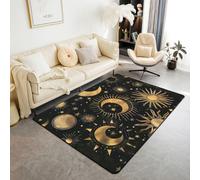 feelingyou Tappeto sole luna soggiorno 150 x 200 cm retro universe boho constellation camera da letto tappeto per ragazzi ragazze stelle stelle stelle dorate galassia decorazione per la casa