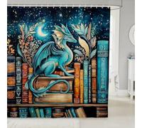 feelingyou Tenda da doccia con drago occidentale per bancarelle, vasche da bagno libri retrò fiori tenda da bagno set mistero animali selvatici tende da bagno marrone foglia di tè tende impermeabili