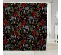 feelingyou Tenda da doccia con funghi selvatici, foglie di graffiti, tenda da bagno rustica, graziosa lumaca da giardino, set di decorazioni per il bagno con 12 ganci per vasca da bagno, lunghezza 183