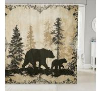 feelingyou Tenda da doccia con orso rustico taglia M casa colonica selvatica animale tenda da bagno per bambini rustico cottage paese accessori da bagno con gancio