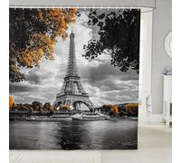 feelingyou Tenda da doccia con Torre Eiffel di Parigi, tende da bagno in stile urbano per bambini, ragazze e ragazzi, tende da doccia romantiche con piante botaniche, 12 ganci, adatta per vasca da