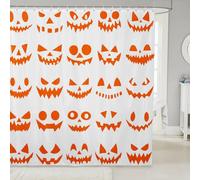 feelingyou Tenda da doccia con volto di fantasma gotico per bancarelle, vasche da bagno, lanterne spettrali di zucca, set di tende da doccia per il bagno Happy Halloween tende da bagno bianche