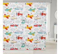 feelingyou Tenda da doccia in tessuto a forma di aeroplano, tende da doccia per il bagno, tenda da doccia impermeabile con stampa a mano ad acquerello, 183 cm di lunghezza