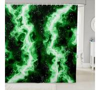 feelingyou Tenda da doccia in tessuto verde sfumato con fulmini moderni tende da doccia per il bagno Cool Lightning impermeabile tessuto astratto tenda da bagno con 12 ganci, 183 x 183 cm (larghezza x