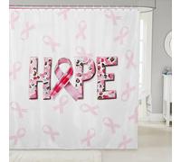 feelingyou Tenda da doccia ispiratrice per bancarelle, vasche da bagno, consapevolezza del cancro al seno, set di tende da doccia per il bagno, tende da bagno con scritta "Get Well Soon", colore