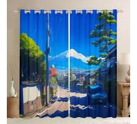 feelingyou Tenda in stile giapponese per camera da letto, estate, città, strada, bambini, soggiorno, neve, montagna, tende per camera da letto, decorazione per la casa, tende per finestre, set da 2