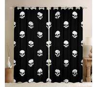feelingyou Tenda per camera da letto con teschi gotici a tema Halloween, per bambini, soggiorno, tende retrò per camera da letto, decorazione per la casa, set da 2 pannelli, 168 x 228 cm