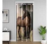 feelingyou Tenda per porta a cavallo, 132 x 203 cm, stile rustico, per ragazzi e ragazze, animali selvatici, in legno, per la separazione dello spazio