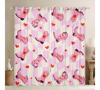 feelingyou Tenda per soggiorno con stivali da cowgirl, cowboy, ragazzi del sud-ovest, per camera da letto, bambini, ragazzi, motivo geometrico, decorazione per la stanza, tende per finestre, 168 x 183