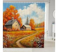 feelingyou Tende da doccia a tema autunnale, tenda da bagno rustica con foglie autunnali e alberi, set di decorazioni per il bagno con 12 ganci per vasca da bagno, lunghezza 183 cm