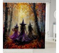 feelingyou Tende da doccia con alberi selvatici e foglie d'acero, tenda da bagno con teschio di campagna, in tessuto per Halloween, decorazione per il bagno con ganci, lunghezza 213,4 cm