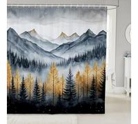 feelingyou Tende da doccia con piante della giungla nebbiosa, tenda da bagno misteriosa con alberi di montagna, tessuto con albero della nebbia, decorazione per il bagno con ganci, lunghezza 213,4 cm