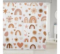 feelingyou Tende da doccia in stile bohémien, con motivo geometrico a pois, in tessuto acquerello arcobaleno, decorazione per il bagno con ganci, lunghezza 198,1 cm