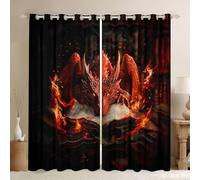 feelingyou Tende da finestra con drago per camera da letto, taglia L Il libro degli incantesimi rosso fiamma buona ombreggiatura decorazione per la casa drago occidentale tende da finestra animali