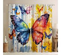 feelingyou Tende per finestre ad acquerello, tende oscuranti per camera da letto con graffiti astratti, 30% -50%, motivo farfalle con cartoni animati, 2 pannelli con occhielli superiori, 66 x 90 cm