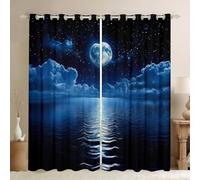 feelingyou Tende per finestre, motivo: luna e cielo stellato, galassia stellata, per ragazzi e ragazze, tende per soggiorno e camera da letto, decorazione per la casa, set di 2 pannelli, 117 x 183 cm