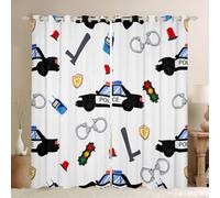 feelingyou Tende per finestrini auto della polizia, semaforo, per ragazzi e ragazze, tende per soggiorno, luci poliziotti, veicoli poliziotti, tende per camera da letto, 2 pannelli, 117 x 183 cm