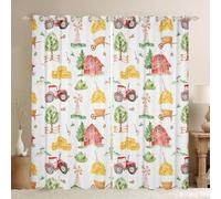 feelingyou Tende rosse per camera da letto, 66 x 90 L, tende per finestre con mulino a vento, bloccano il 30% -50% della luce, decorazione per finestre in stile rustico rustico, con occhielli per