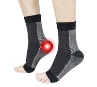 FEELJAM Calze per neuropatia, nano-calze per neuropatia, calze compressive, calze per fasciatura della caviglia, fasciatura del piede per fascite(L-XL, Black)