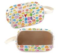 FEELMEM Borsa da toilette trasparente con citazione motivazionale "You are Positive", per donne e ragazze, regalo di incoraggiamento, Beige, alla moda
