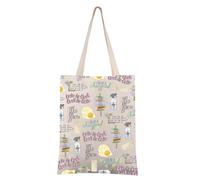 FEELMEM Borsa per la spesa con citazioni sull'uovo, riutilizzabile, motivo "Fair Is Foul", idea regalo per amanti dei libri, Beige, 1