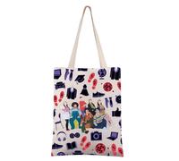 FEELMEM Borsa per la spesa riutilizzabile ispirata alla musica con personaggi musicali di danza, spettacolo di danza, regalo per teatro, Beige, 1