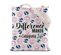 FEELMEM Caregiver Life Tote Bag Difference Maker Caregiver Apprezzamento Regali Borsa a tracolla Assistenti sociali Terapisti Custode Regali, Beige