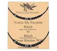 FEELMEM Morse Code, set di 2 braccialetti con scritta "Best Friend Gift You're My Favorite To About es With Maid of Honor Jewelry, Middle, .na