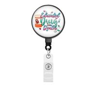 FEELMEM Porta badge retrattile con spacciatore di droga educato, divertente, con bobina per badge, umorismo medico, infermiere, vita, farmacia, regalo (beige)