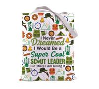 FEELMEM Scout Leader Tote Bag Summer Camping Cookie Boss Borsa a tracolla Troop Leader Regalo per gli amanti dei biscotti (beige)