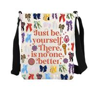 FEELMEM Singer Lyrics Borsa a tracolla Just Be Yourself There Is No One Better Borsa a tracolla Regali ispiratori Citazione Cantante Merch, Beige