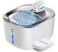FEELNEEDY Fontanella per Gatti Senza Fili a Batteria con Sensore di Movimento 4L Fontana D'acqua Cani con Pila 4000mAh Ricaricabile Distributore Silenzioso Abbeveratoio con Vassoio in Acciaio