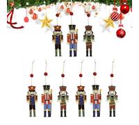 Feelorna 9 ciondoli a forma di schiaccianoci in legno, per Natale, per feste di Natale (set A)