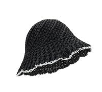 Feelorna Cappello Parasole di Paglia da Donna, Pieghevole Cappello Estivo da Sole con Tesa Traspirante Cappellini di Paglia da Spiaggia per Viaggi Vacanza All'aperto