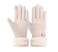 Feelorna Guanti caldi da donna, morbidi guanti invernali da donna, guanti invernali touchscreen, con fodera in pile, antivento, per il freddo, beige., Taglia unica