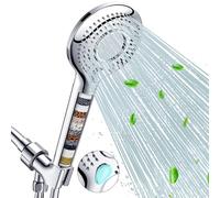 FEELSO Soffione doccia filtrato con doccetta, ad alta pressione, 3 modalità di spruzzo, con tubo da 152,4 cm, staffa e filtri addolcitore d'acqua a 15 stadi per rimuovere cloro e sostanze nocive
