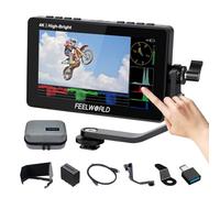 FEELWORLD F5 Prox 1600 Nit Monitor da campo per Fotocamera con Batteria F970 6600 mAh, Touchscreen Waveform LUT Kit 1920 x 1080 IPS 4K HDMI in uscita Ingresso Type-C