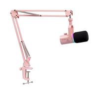 FEELWORLD PM1-AS USB/XLR Micro Gaming Streaming (per PC PS4 PS5), RGB Dynamic Iris Microphone, Pink with Stand, for Gaming, Podcasting, Broadcasting