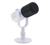 FEELWORLD PM1 XLR/USB Dynamic Microphone for Recording Podcasts, White Form Factor, Gaming PC Microfono con RGB Lighting, Mute, Headphone Jack, Desktop Stand, XLR Cable