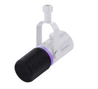 FEELWORLD PM1 XLR/USB White Dynamic Microphone for Recording Podcast, PC Gaming Microfono con RGB Light, Mute Function, Headphone Jack, USB Type-C White Cable