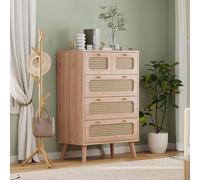 FEEOHOME Armadio con cassetti in rattan, mobile profondità 30 cm, mobile portaoggetti con dispositivo antiribaltamento, cassettiera a 5 cassetti, cameretta, cassettiera per camera da letto, soggiorno