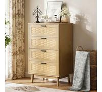 FEEOHOME Cassettiera a 4 cassetti in legno, credenza bassa, mobile portaoggetti con design antiribaltamento e gambe in rovere, armadio con cassetti, camera da letto, soggiorno, ingresso, ufficio