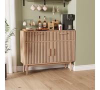 FEEOHOME Credenza Bas, mobile portaoggetti con 2 cassetti e 2 ante e cassettiera multifunzionale in legno, armadio da cucina per soggiorno, cucina, ufficio, 35 x 100 x 80 cm