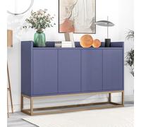 FEEOHOME Credenza Bas, mobile portaoggetti con gambe in metallo, mobile da cucina con 4 ante e ripiani regolabili, armadio da cucina 120 x 30 x 80 cm per sala da pranzo, soggiorno (blu)