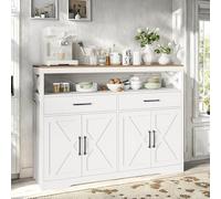 FEEOHOME Credenza Bas, mobile portaoggetti con gambe in metallo, mobile da cucina multifunzionale con 2 ante e 2 cassetti, armadio da cucina per sala da pranzo, soggiorno, cucina, 140 x 40 x 105 cm